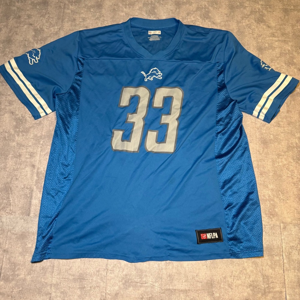 NFL Team Apparel Detroit Lions Kerryon Johnson 33 Jersey Blue Mens 2XL